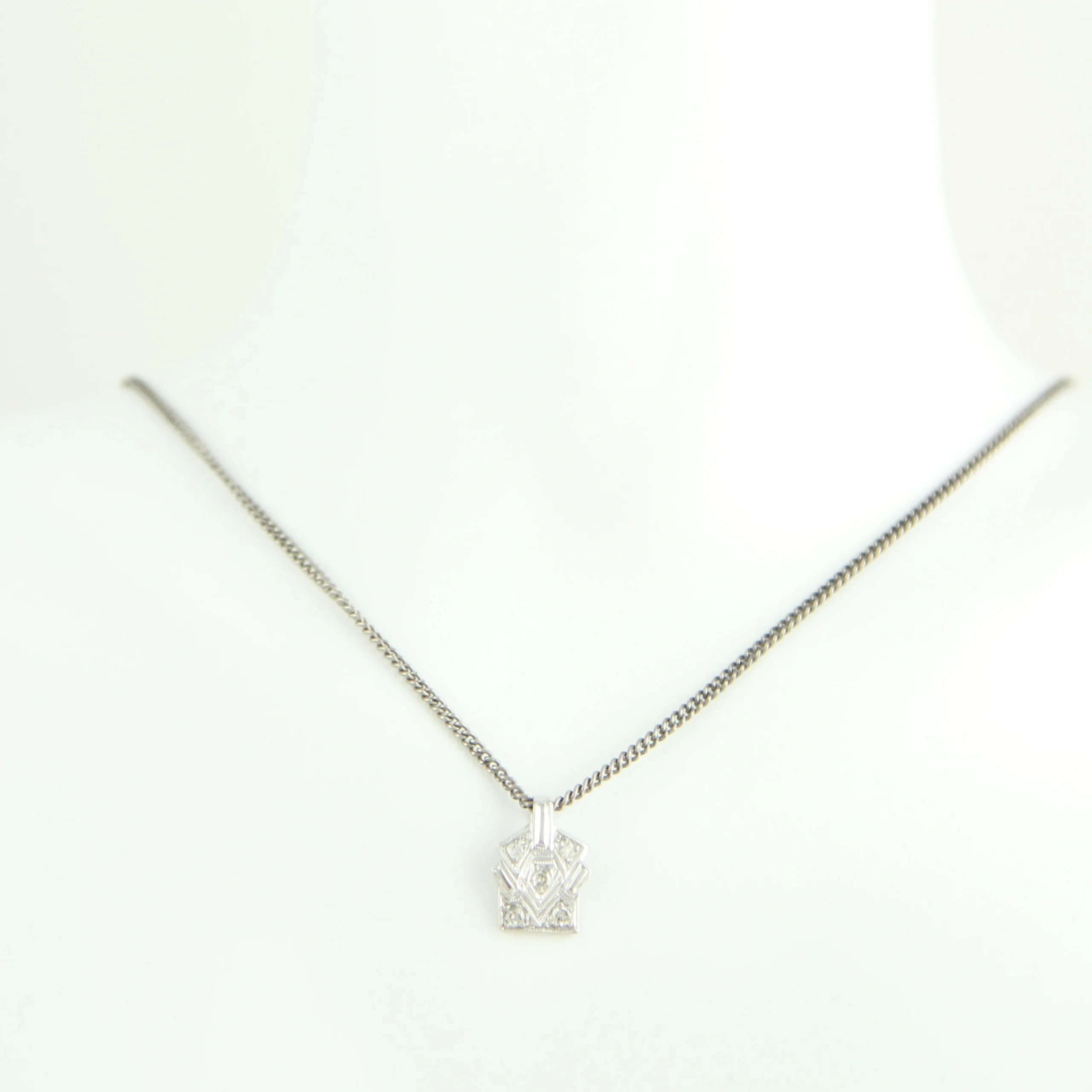 Art Déco Anhänger Platin 0,15ct Diamanten / Altschliff Brillanten – Bild 9