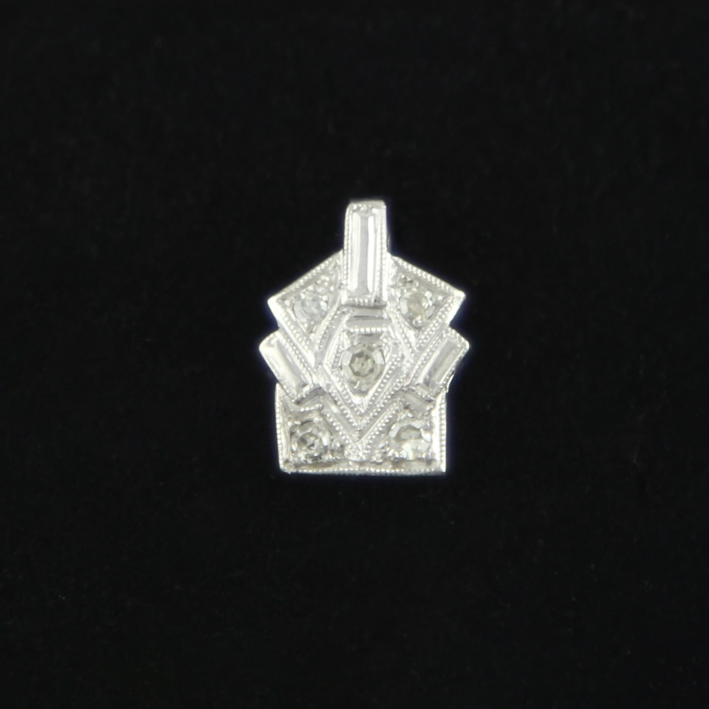 Art Déco Anhänger Platin 0,15ct Diamanten / Altschliff Brillanten – Bild 3