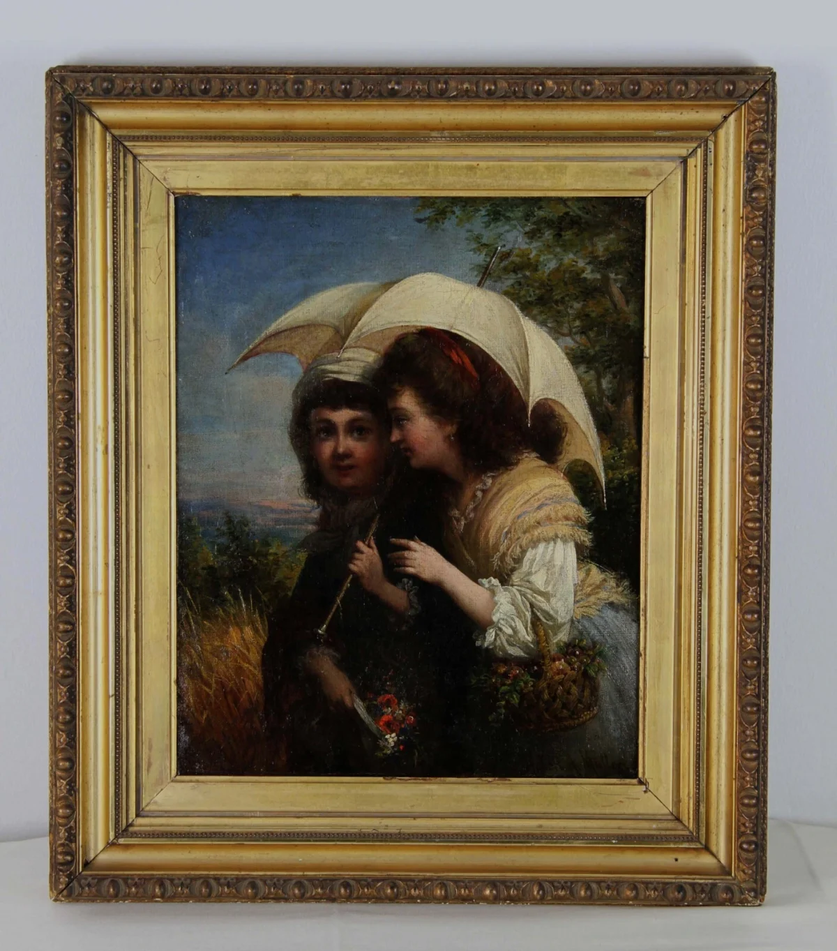 Robert Antoine Müller – Zwei Mädchen mit Schirm, Öl auf Leinwand