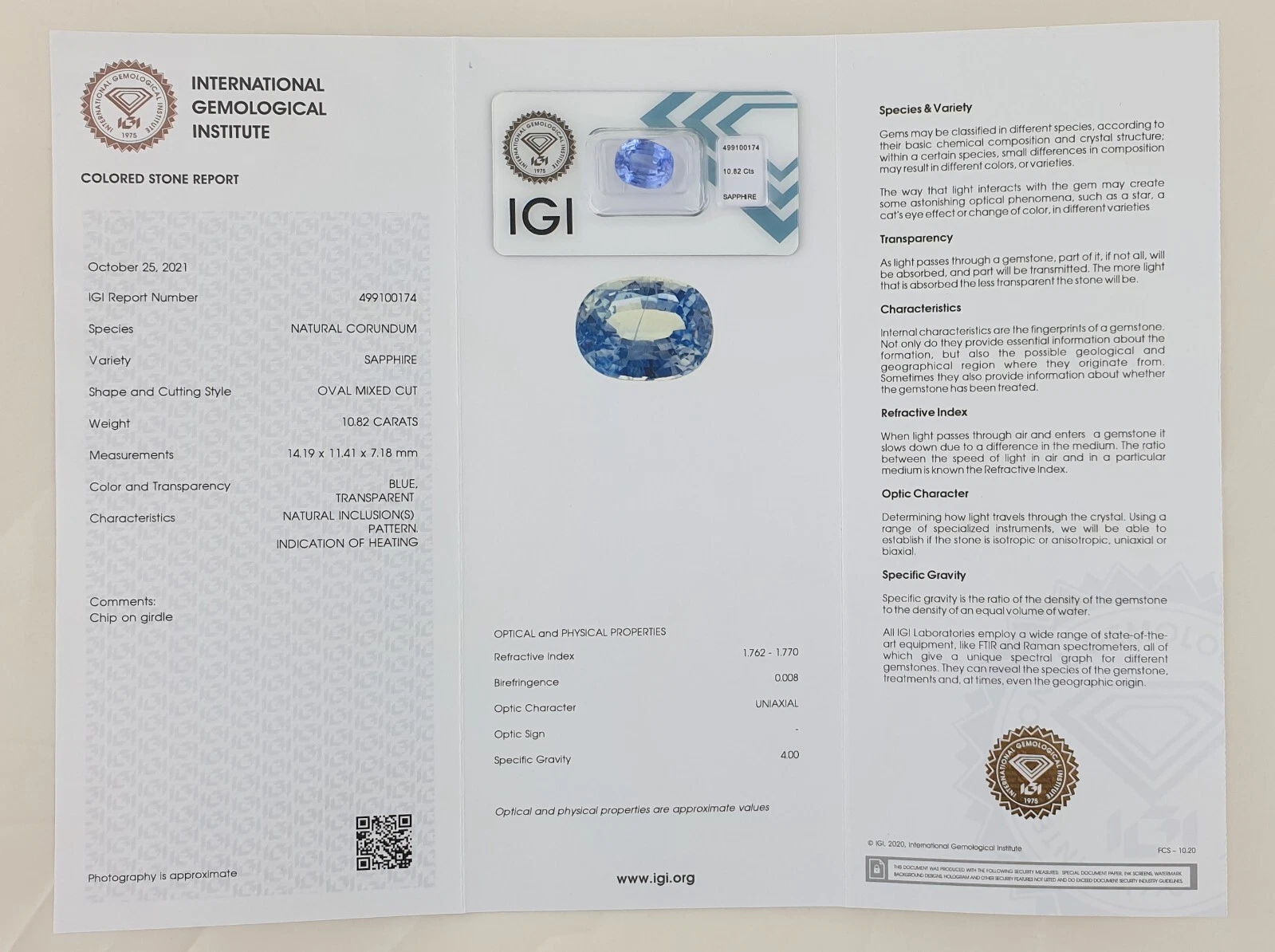 Natürlicher Saphir 10,82 ct – IGI – Bild 3