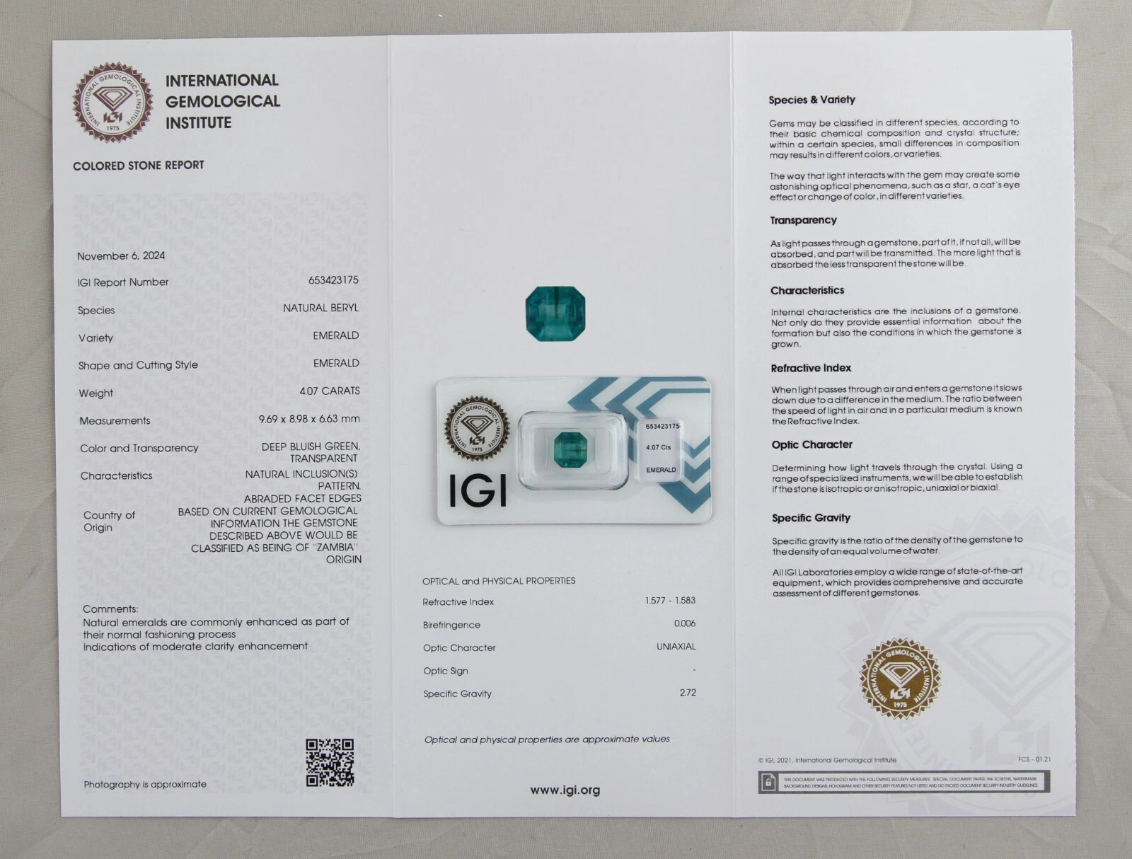 Natürlicher Smaragd 4,07 ct – IGI Antwerpen – Bild 2