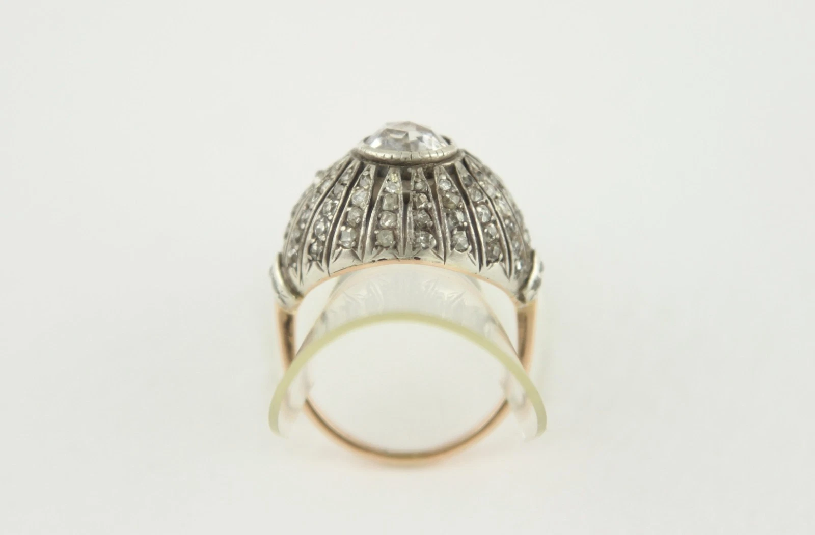 Antiker Ring aus Roségold und Silber mit 93 Altschliff-Diamanten – Bild 4