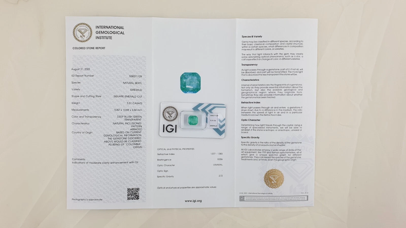 Natürlicher Smaragd 5,31 ct – IGI Antwerpen – Bild 2